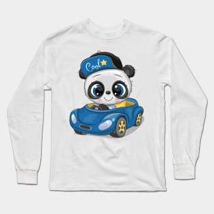 Cute Panda driving a car Long Sleeve T-Shirt